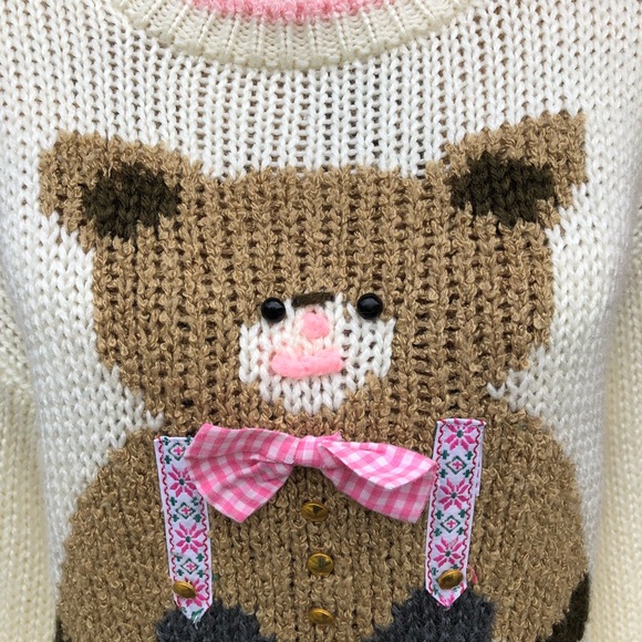 Vintage Heidi Hand Knit Bear Sweater Size Medium - Picture 3 of 9